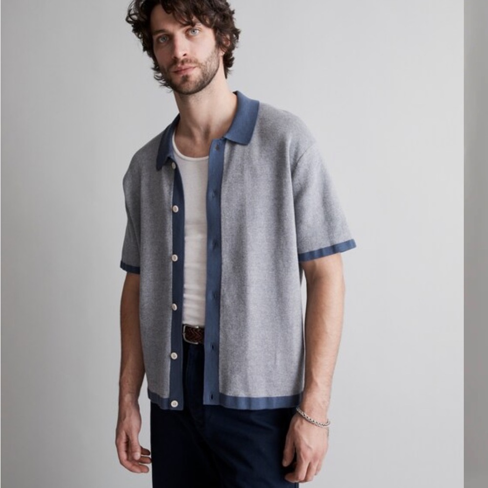 Madewell Button-Up Short Sleeve Sweater Polo Large